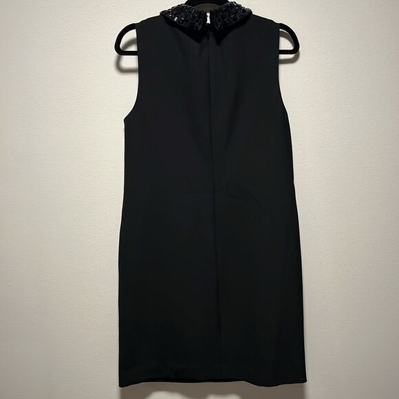 TRINA TURK (NWT) Marta Embellished Collar Crepe Black Mini Shift Dress, Size 6 - Picture 10 of 15